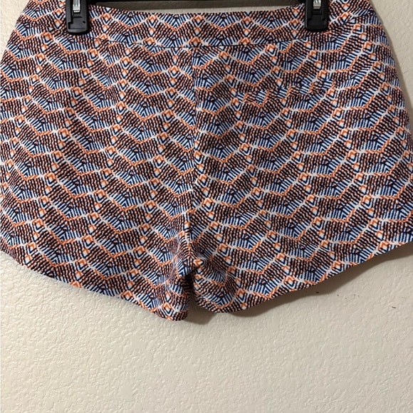 Joie High Waist Blue snd Orange Geometric Linen and Silk Blend Shorts. - Picture 3 of 15